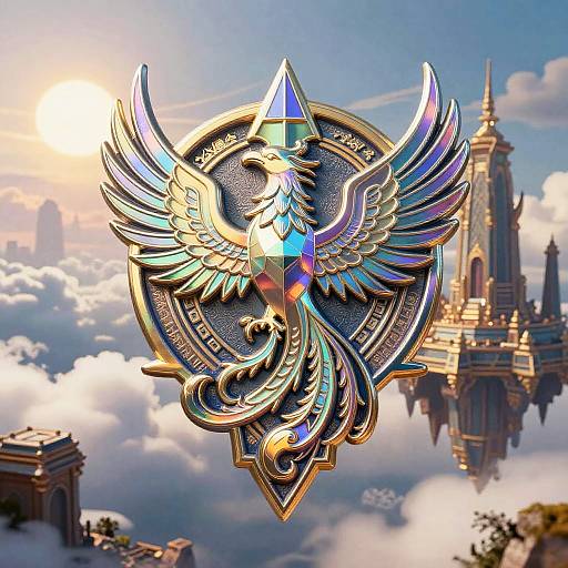 Iridescent Phoenix Emblem in Sky Ruins