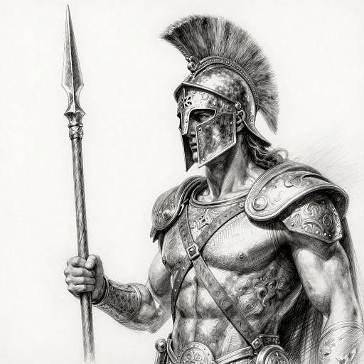 Cinematic Achilles Spear and Helmet Sketch
