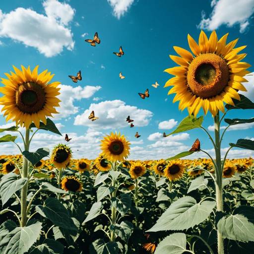 Cinematic Sunflower Field with Butterflies Cinematic Sunflower Field with Butterflies