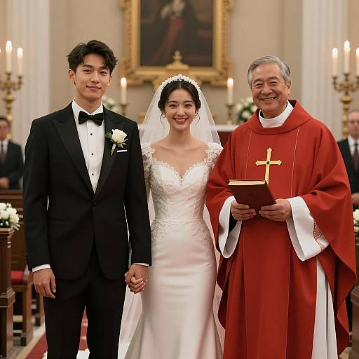 Charming Wedding Ceremony in Dim Church