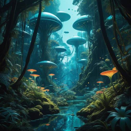 Astronaut in a Vibrant Alien Jungle