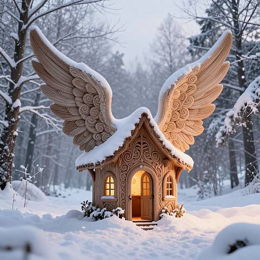 Whimsical Angel Wing Winter Home