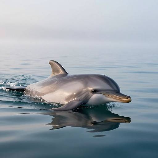 Realistic Dog Riding Dolphin Scene