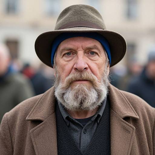 Old Man Portrait with Blue Headwear