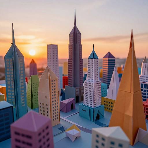 Origami Cityscape Bug's Eye View