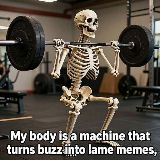 Skeleton Squatting With Barbell Meme