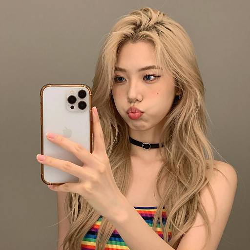 Blonde Woman Taking a Selfie Portrait