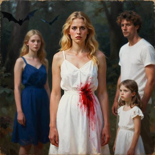 Intense Scene of Woman in White Dress