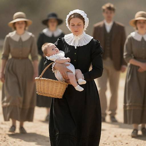 Victorian Woman in Sunlit Outdoor Scene
