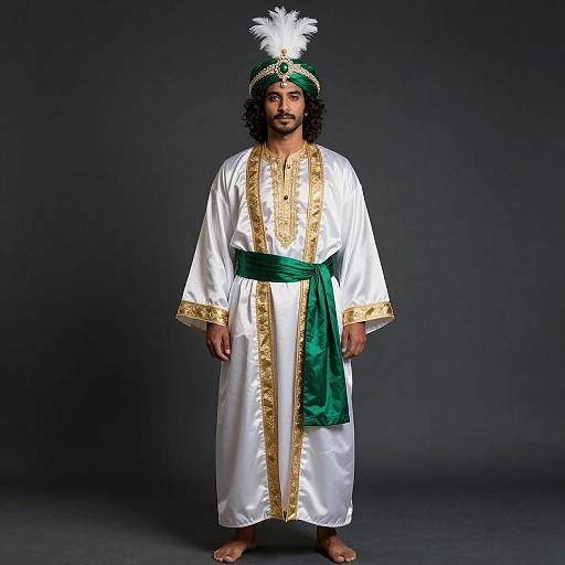 Elegant Man in Silk Robe and Turban
