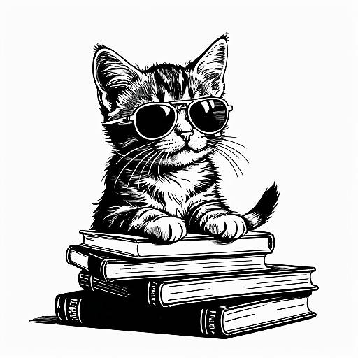 Cool Kitten on Vintage Books