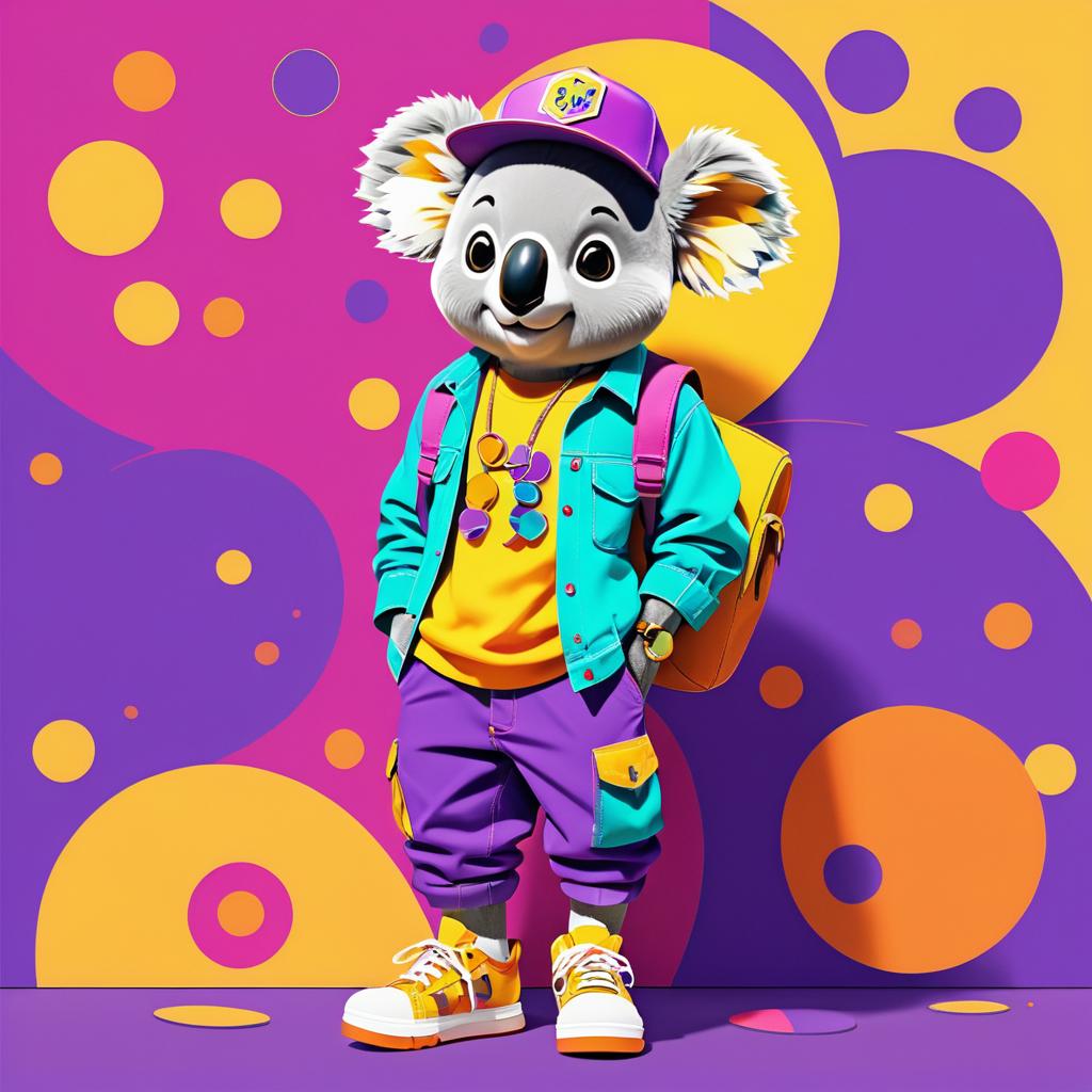 Stylish Cartoon Koala in Vibrant Colors