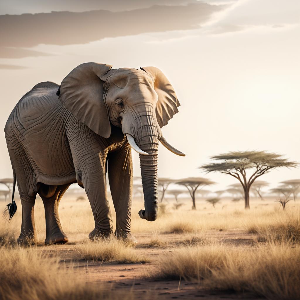 Hyper-Realistic African Elephant in Savanna