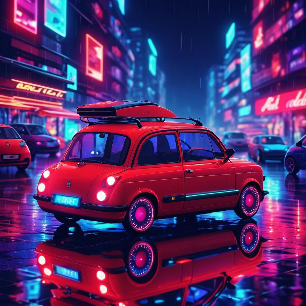 Retro-Futuristic Night Ride in the City