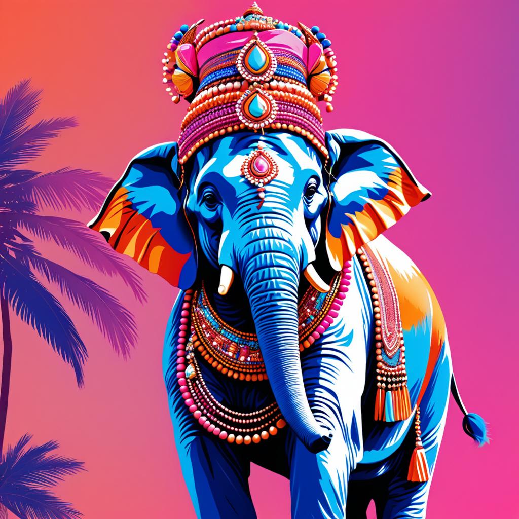 Colorful Elephant in Vibrant Attire