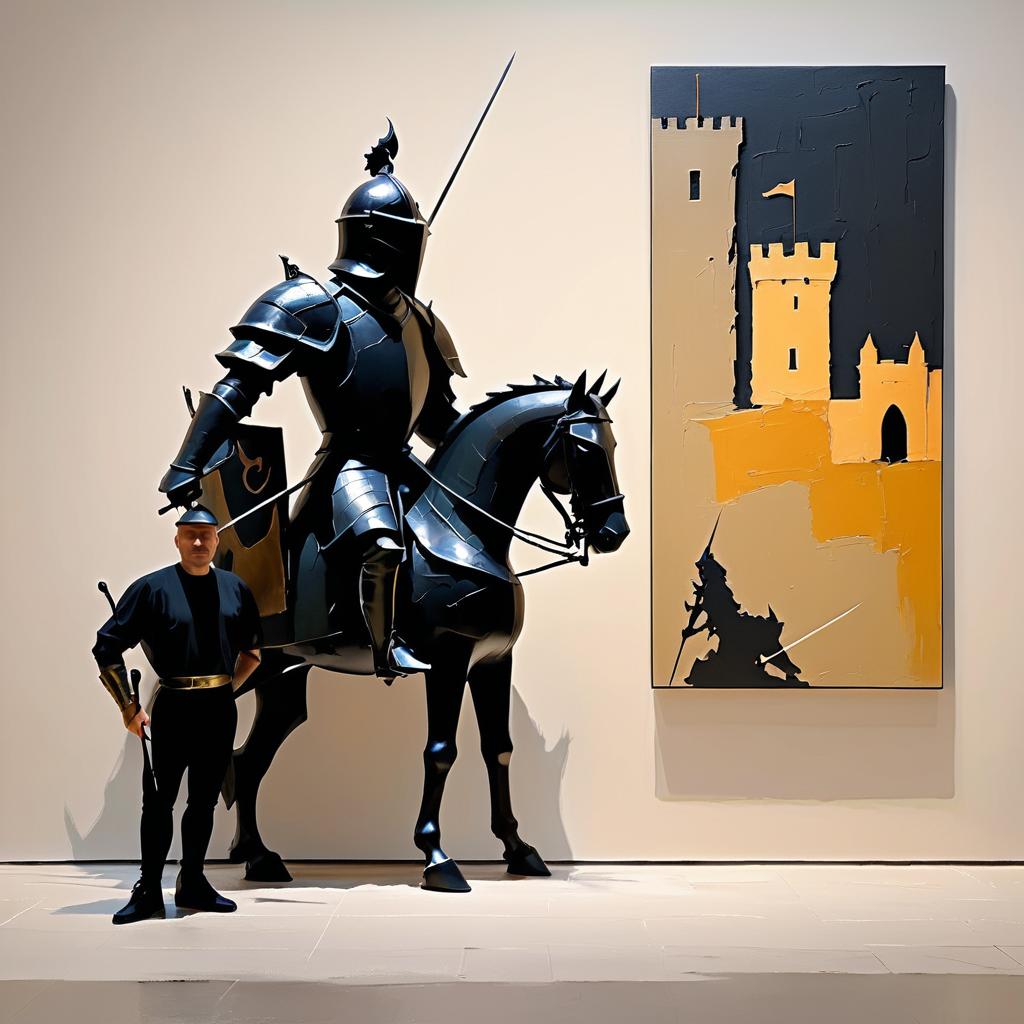 Ambient Minimalist Knight and Dragon Artwork