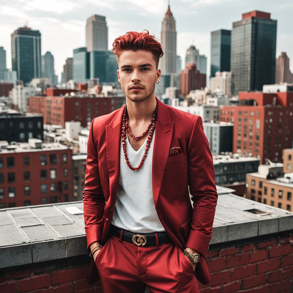 Confident Young Man in Ruby Jewelry