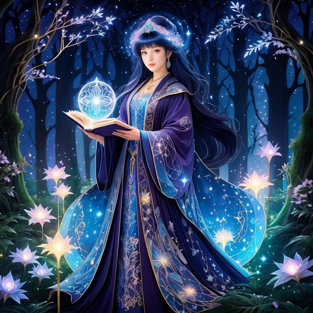 Enchanting Sorceress in Celestial Forest