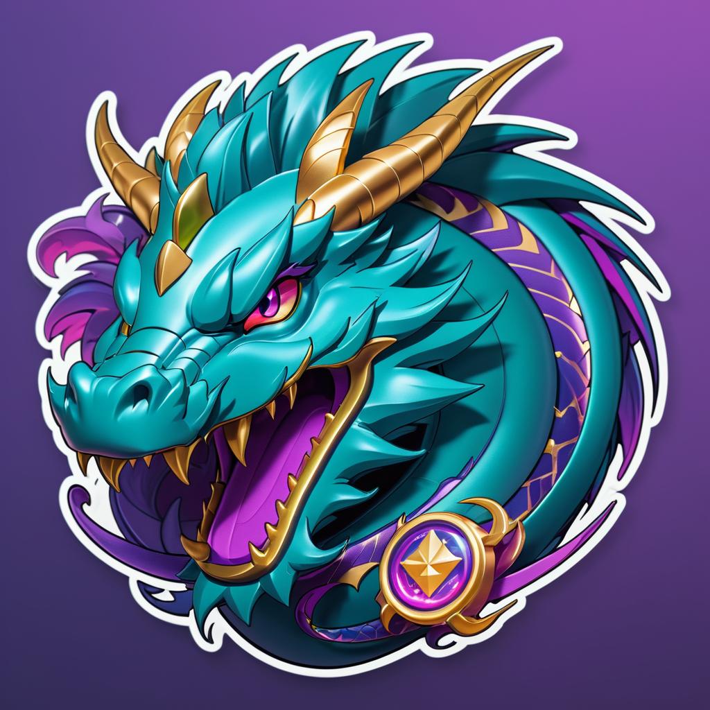 Whimsical Dragon Gamer Sticker Design