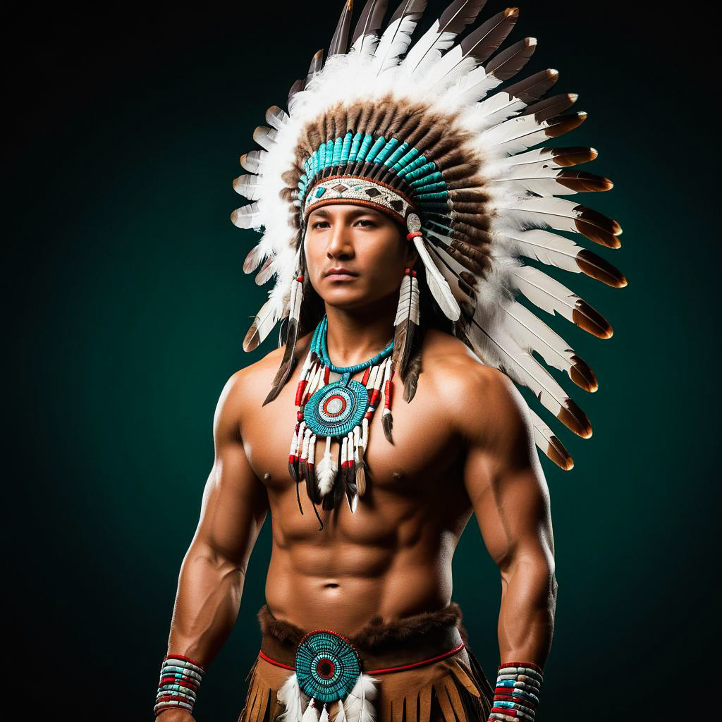 Valiant Native Warrior in Regalia