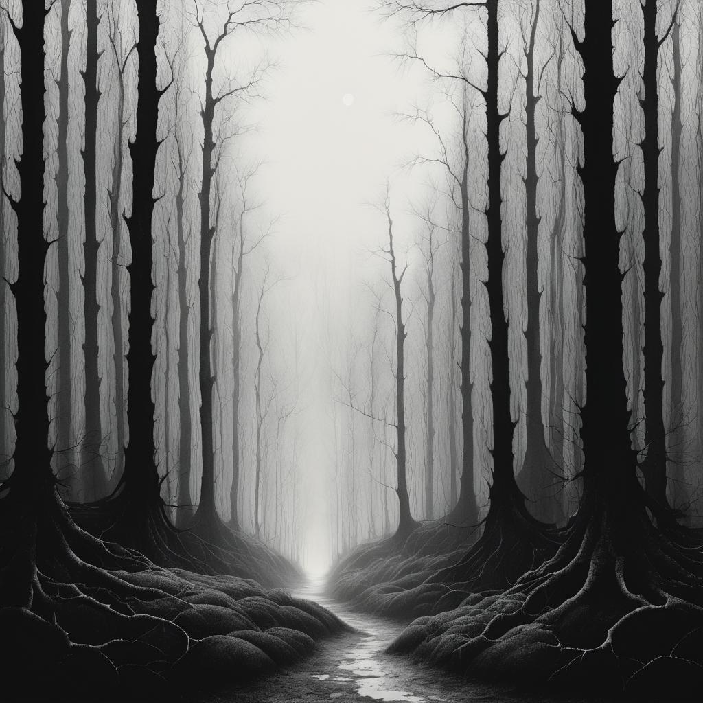 Melancholic Haunted Forest Illustration