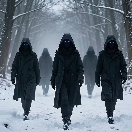 Cyberpunk Guardians in Misty Forest