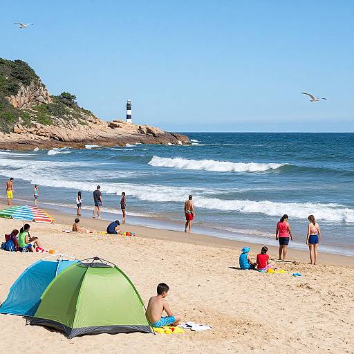 Vibrant Summer Beach Family Scene