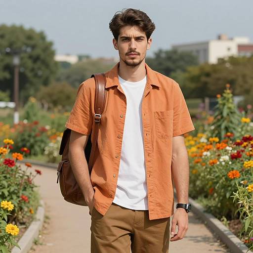 Young Man's Stylish Summer Outfit in Nature