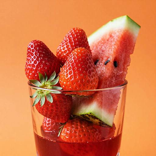 Glass of Fresh Strawberries and Watermelon