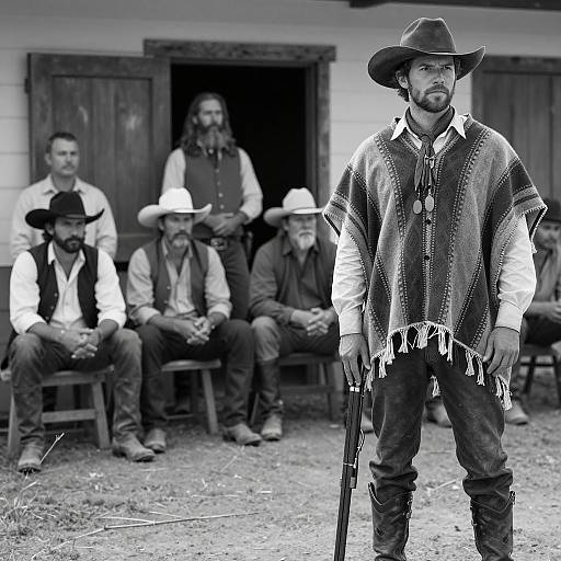 Dramatic Western Scene in Black and White