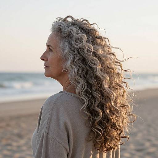 Serene Older Woman with Curly Hair