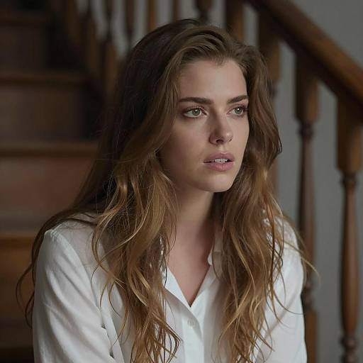 Intense Woman Portrait with Light Brown Hair