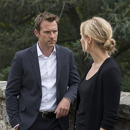 Couple Portrait by Stone Wall Outdoors