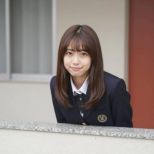 Smiling Japanese Student by Window