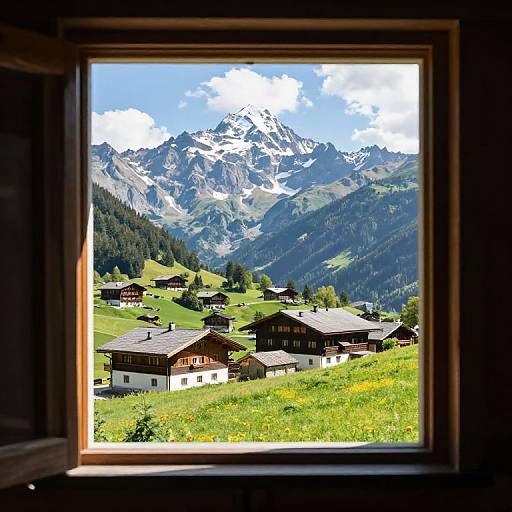 Alpine Village View from Window in Ahrntal, Italy