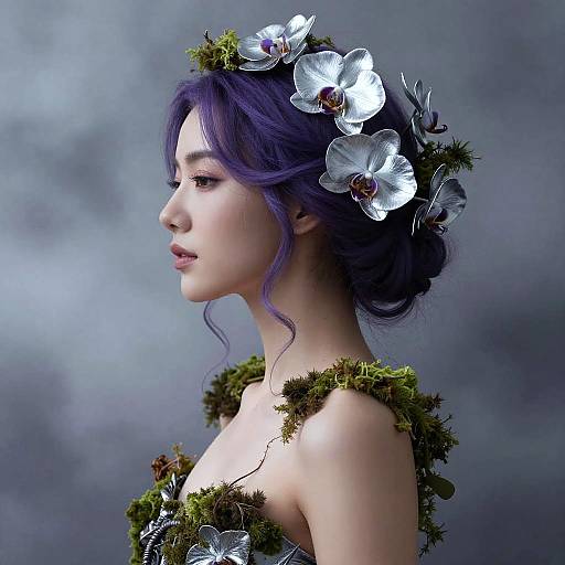 Elegant Woman with Botanical Elegance