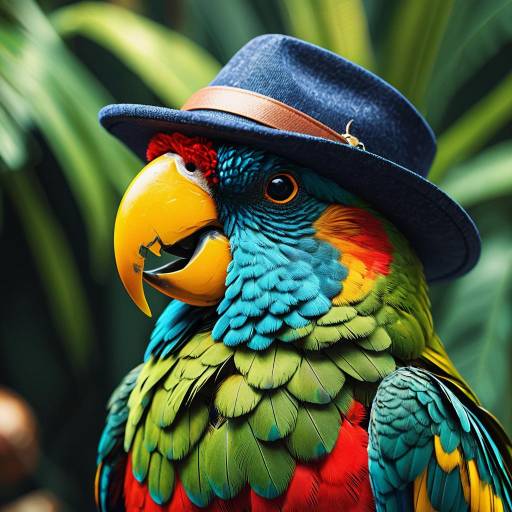 Colorful Parrot Wearing Detective Hat Colorful Parrot Wearing Detective Hat