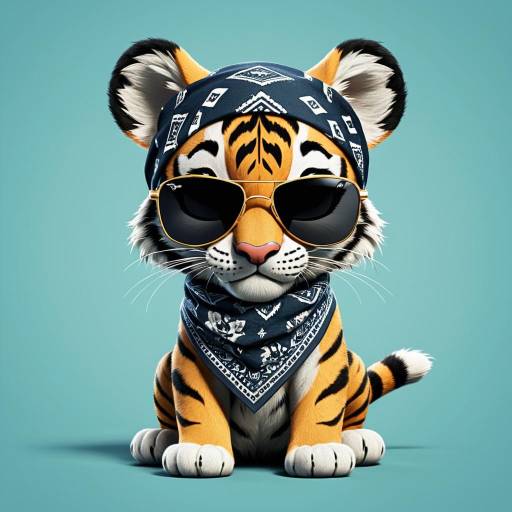 Cool Tiger Cub with Bandana and Sunglasses