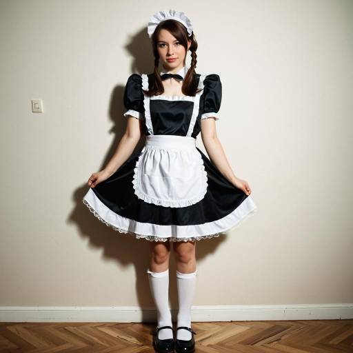 Young Woman in Classic French Maid Outfit