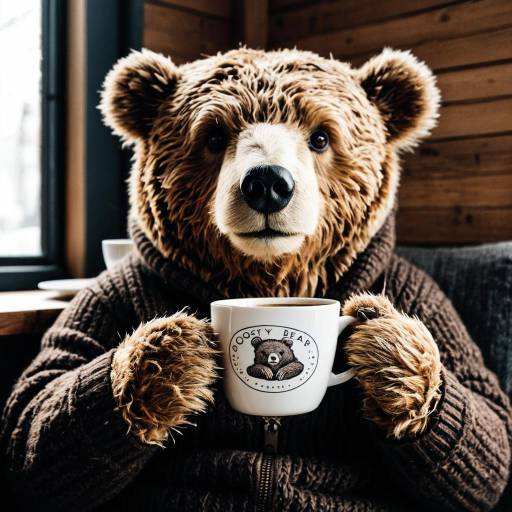 Cozy Bear Holding Coffee Mug