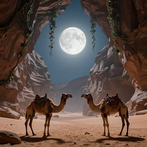 Surreal Moonlit Desert Canyon Dream