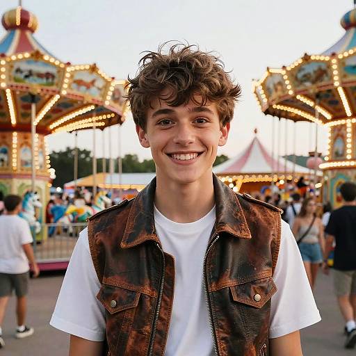 Teen Boy Smiling at Carnival