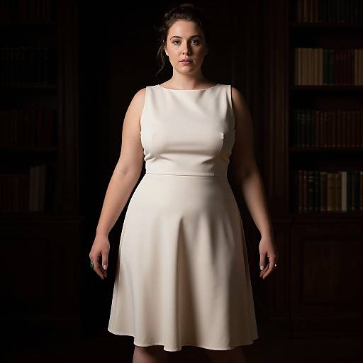 Plus-Size Woman in Minimalist Chic Dress