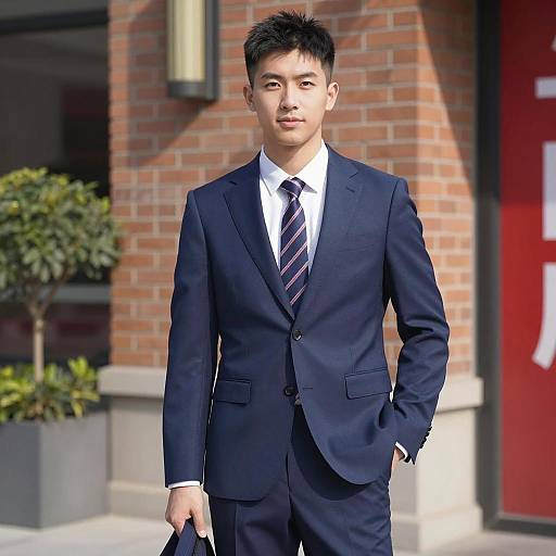 Portrait of Asian Man in Blue Suit