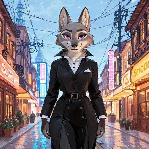 Expressive Anthropomorphic Female Wolf Fursona
