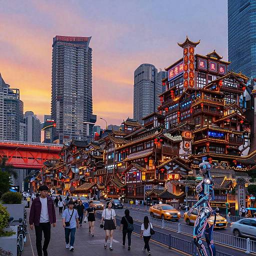 Asian Futurism Neon Cityscape