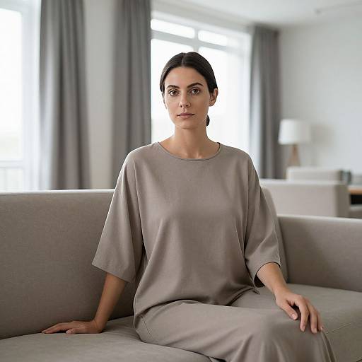 Minimalist Interior with Calm Woman