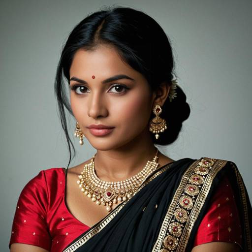 Indian Woman in Saree with Traditional Jewelry