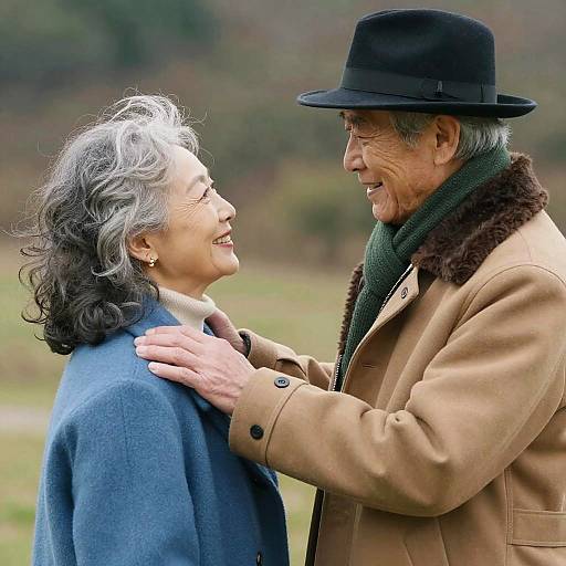 Cozy Outdoor Portrait of Elderly Couple