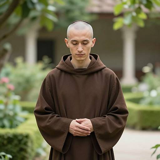Peaceful Franciscan Monk in Garden